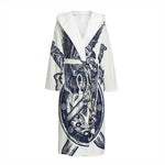 Ancient Spartan Print Hooded Bathrobe