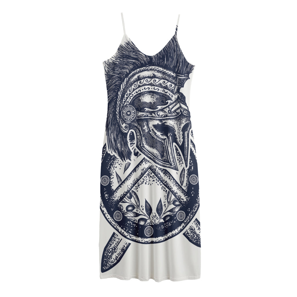 Ancient Spartan Print Jersey Midi Cami Dress
