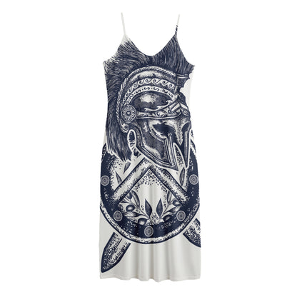 Ancient Spartan Print Jersey Midi Cami Dress
