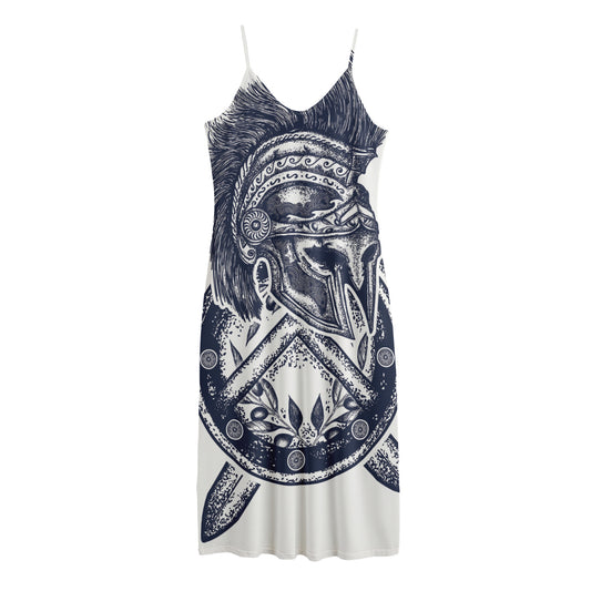 Ancient Spartan Print Jersey Midi Cami Dress