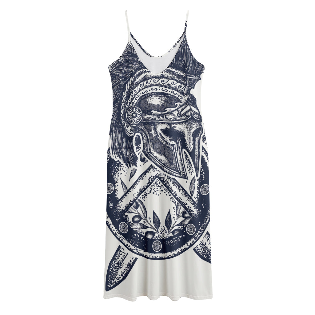 Ancient Spartan Print Jersey Midi Cami Dress