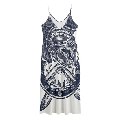 Ancient Spartan Print Jersey Midi Cami Dress