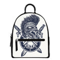 Ancient Spartan Print Leather Backpack