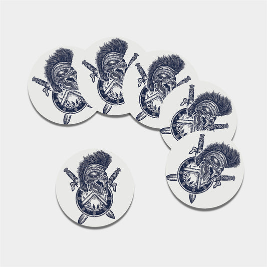 Ancient Spartan Print Leather Coaster Set