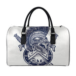 Ancient Spartan Print Leather Duffle Bag