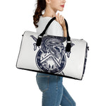 Ancient Spartan Print Leather Duffle Bag