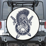 Ancient Spartan Print Leather Spare Tire Cover