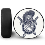 Ancient Spartan Print Leather Spare Tire Cover