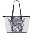 Ancient Spartan Print Leather Tote Bag With Zipper