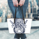 Ancient Spartan Print Leather Tote Bag