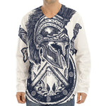 Ancient Spartan Print Long Sleeve Baseball Jersey