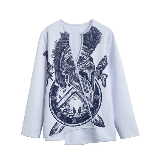 Ancient Spartan Print Long Sleeve Short Coat