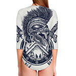 Ancient Spartan Print Long Sleeve Swimsuit