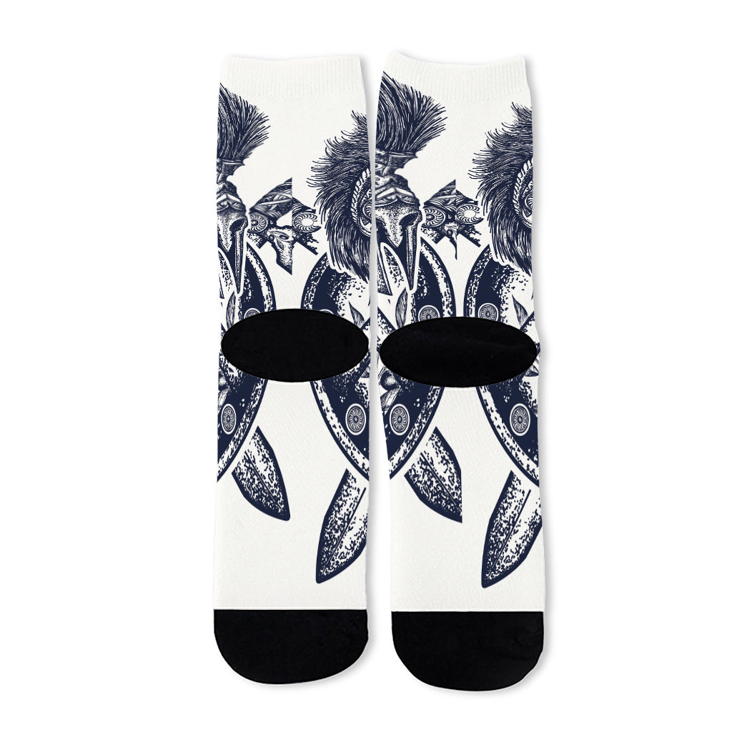 Ancient Spartan Print Long Socks