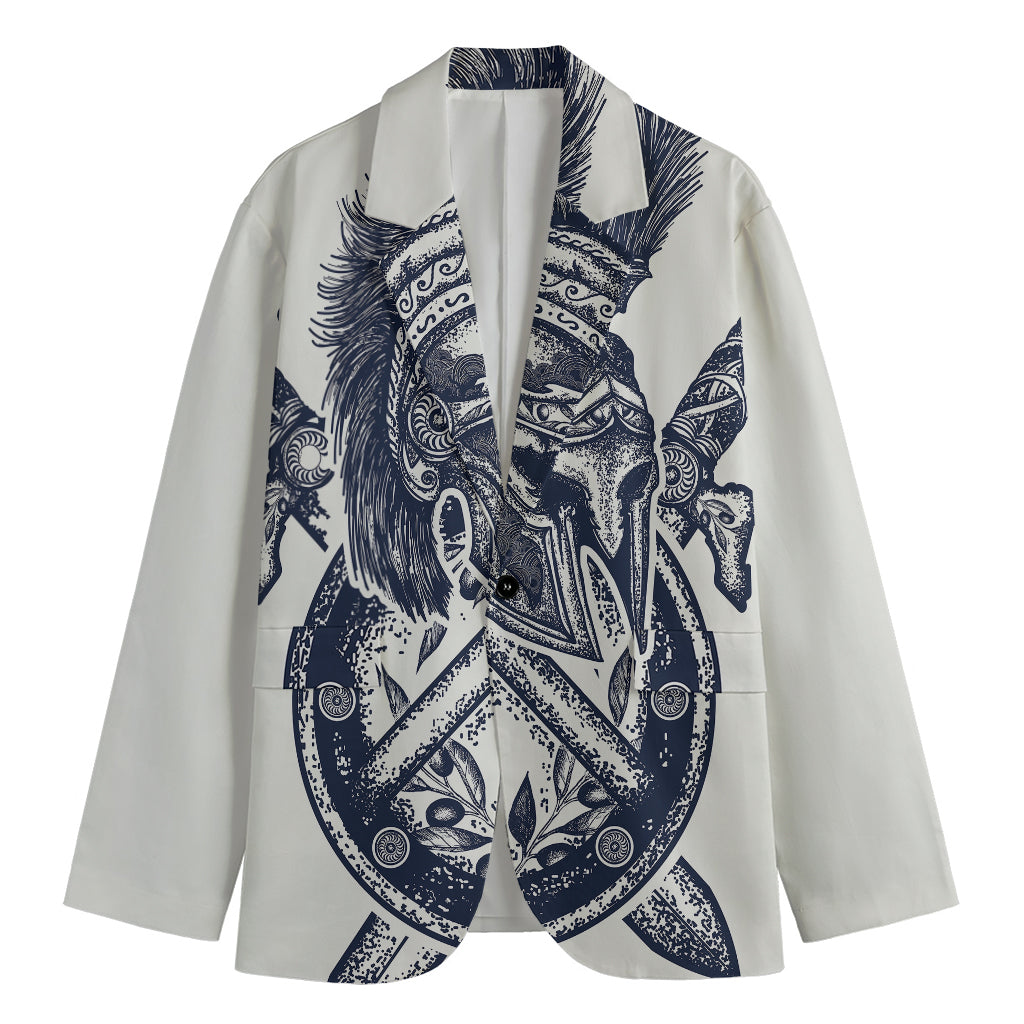Ancient Spartan Print Men's Cotton Blazer