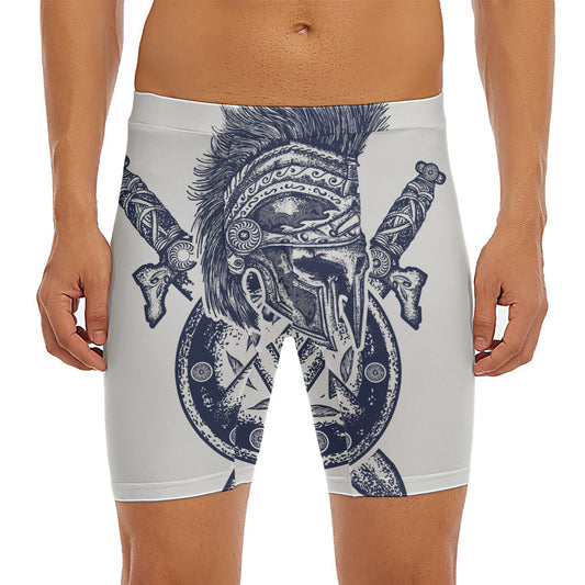 Ancient Spartan Print Men's Long Boxer Briefs