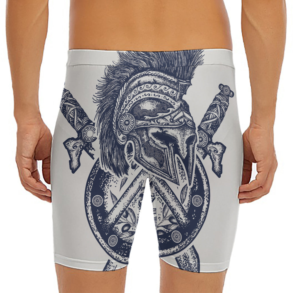 Ancient Spartan Print Men's Long Boxer Briefs