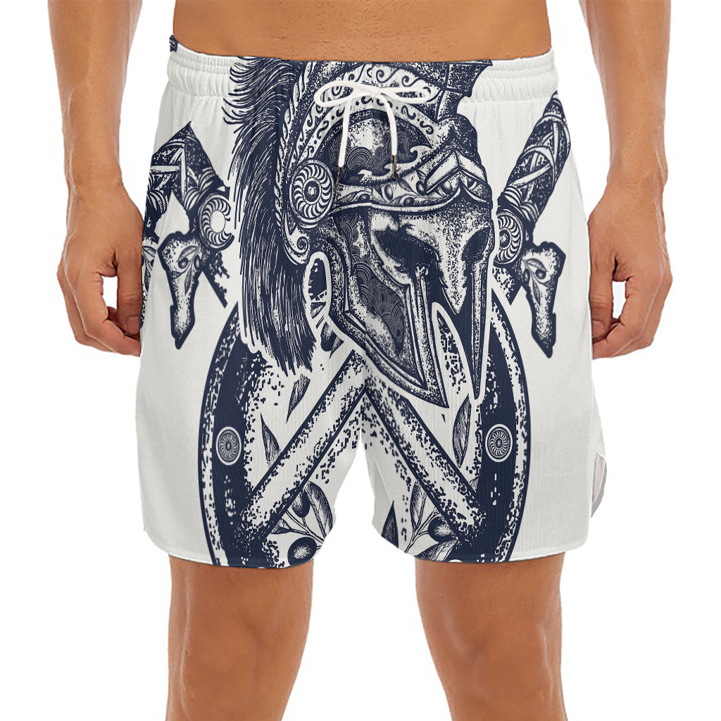 Ancient Spartan Print Men's Split Running Shorts