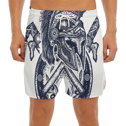 Ancient Spartan Print Men's Split Running Shorts