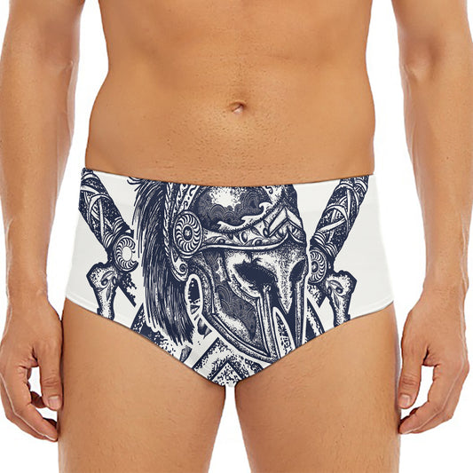 Ancient Spartan Print Men's Triangle Swim Briefs