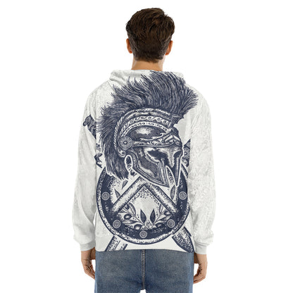 Ancient Spartan Print Men's Velvet Pullover Hoodie