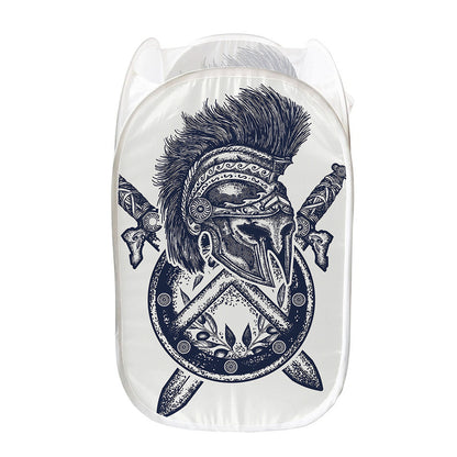 Ancient Spartan Print Mesh Laundry Hamper
