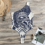 Ancient Spartan Print One Shoulder Bodysuit