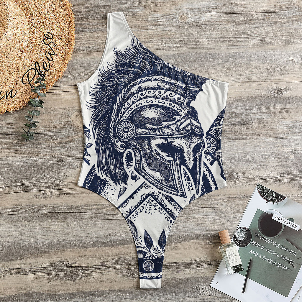 Ancient Spartan Print One Shoulder Bodysuit