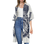 Ancient Spartan Print Open Front Beach Cover Up