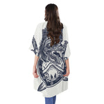 Ancient Spartan Print Open Front Beach Cover Up