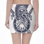Ancient Spartan Print Pencil Mini Skirt
