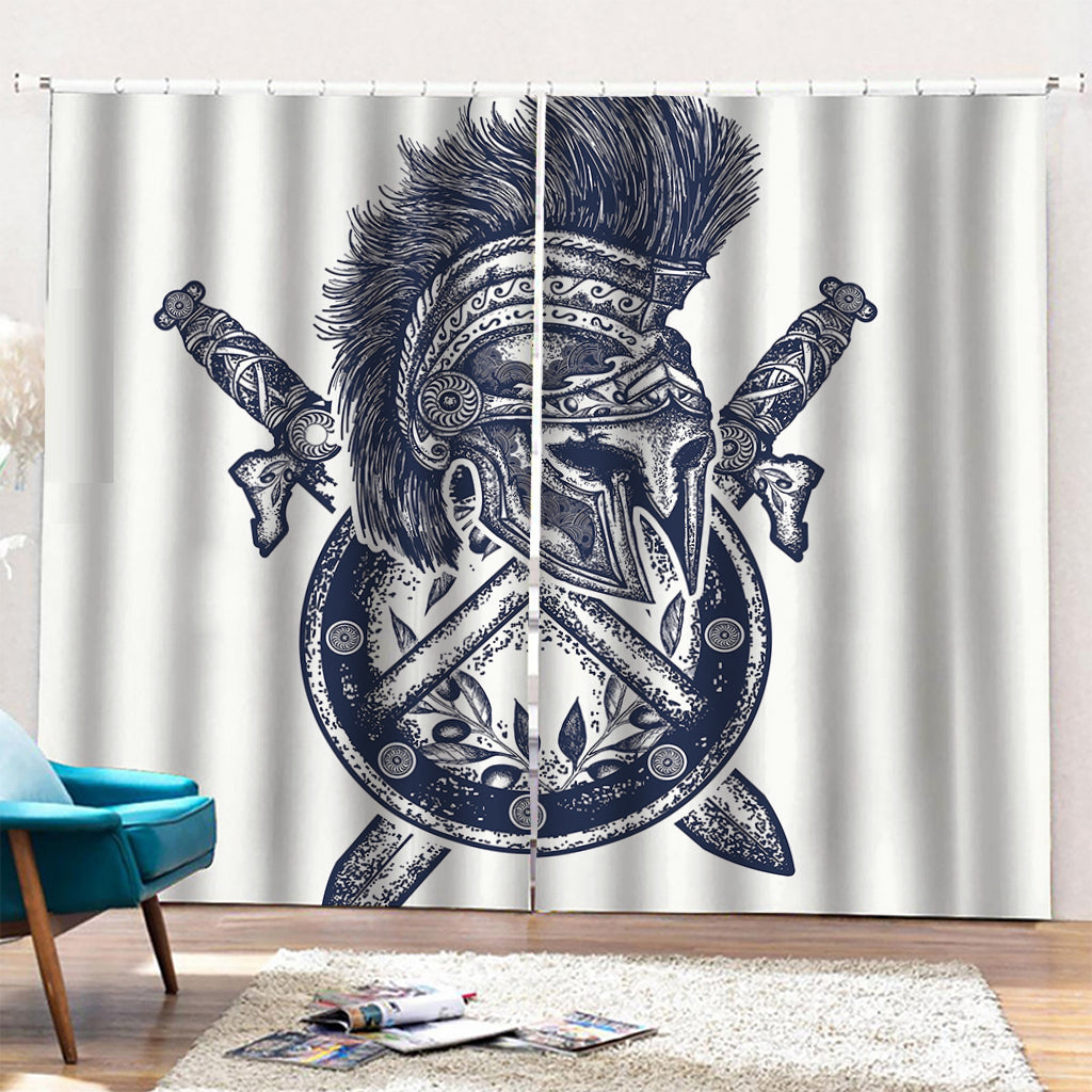 Ancient Spartan Print Pencil Pleat Curtains