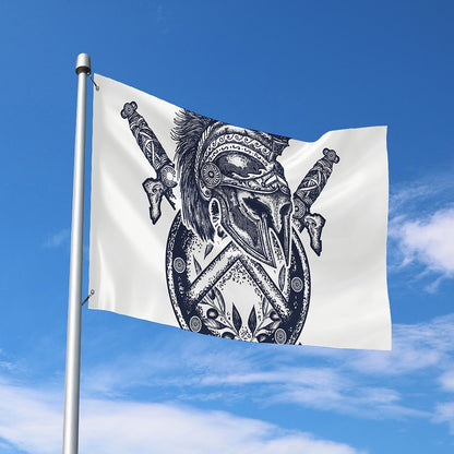 Ancient Spartan Print Polyester Flag
