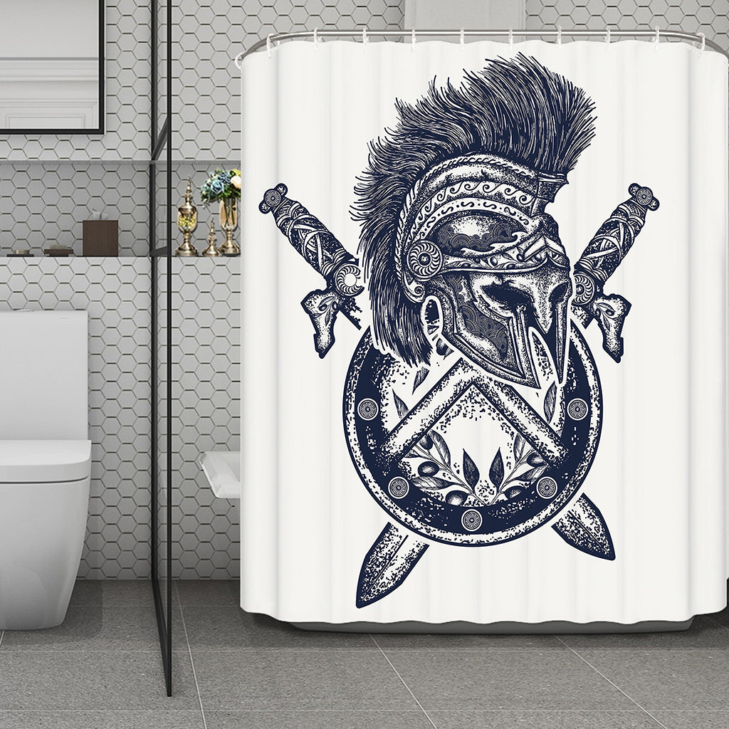Ancient Spartan Print Polyester Shower Curtain