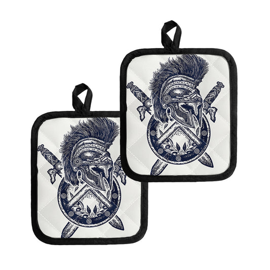 Ancient Spartan Print Pot Holders