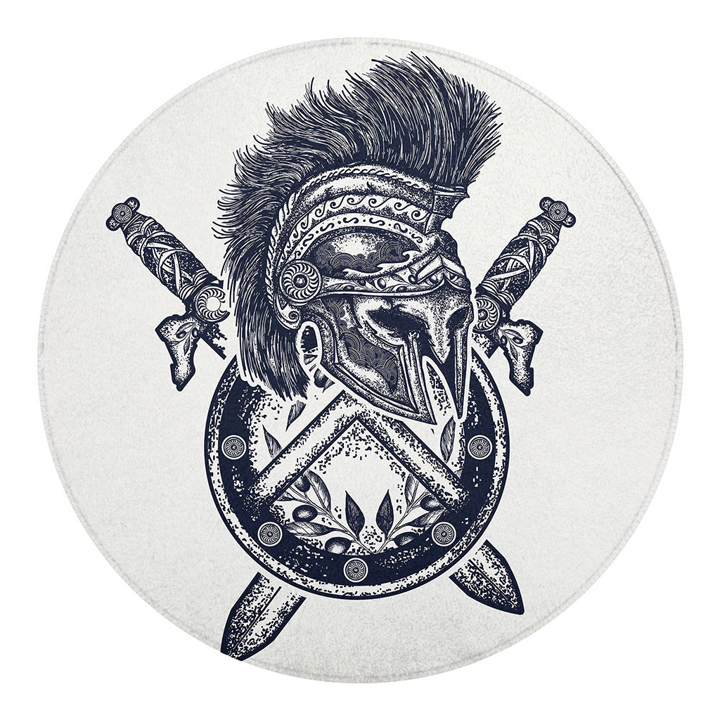 Ancient Spartan Print Round Blanket