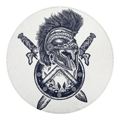 Ancient Spartan Print Round Blanket
