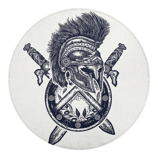 Ancient Spartan Print Round Blanket