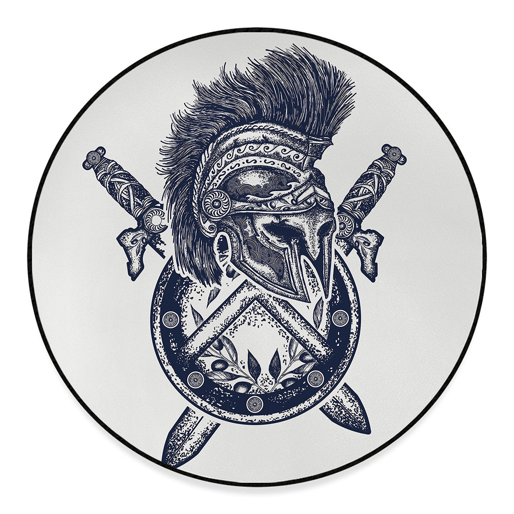 Ancient Spartan Print Round Floor Mat