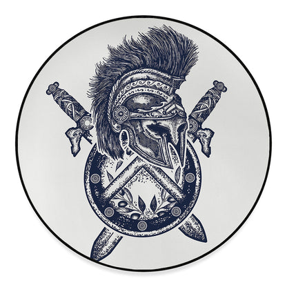 Ancient Spartan Print Round Floor Mat