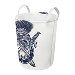Ancient Spartan Print Round Laundry Basket