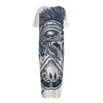 Ancient Spartan Print Short Sleeve Long Nightdress