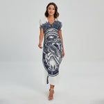 Ancient Spartan Print Short Sleeve Maxi Dress