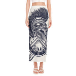 Ancient Spartan Print Side Slit Maxi Skirt