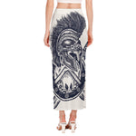 Ancient Spartan Print Side Slit Maxi Skirt