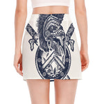 Ancient Spartan Print Side Slit Mini Skirt