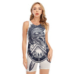 Ancient Spartan Print Sleeveless One Piece Swimsuit