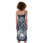 Ancient Spartan Print Slim Fit Midi Cami Dress