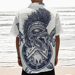 Ancient Spartan Print Textured Short Sleeve Shirt