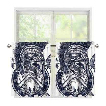 Ancient Spartan Print Tier Curtains